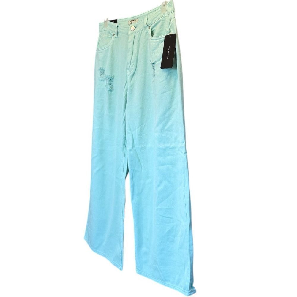 Mint Blue High Rise Distressed Wide Leg Jeans NWT | American Bazi - Picture 11 of 16